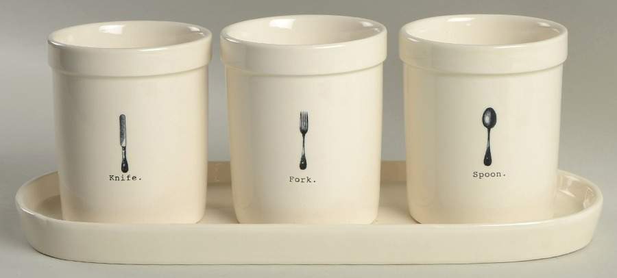 Kitchen Icon Flatware Caddy (3 Motif Holders & Tray) by Magenta-1
