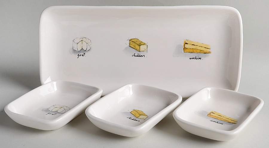 Cheese (Fromage) (Set of 3 Motif) Rectangular Dish & 12" Tray by Magenta-1