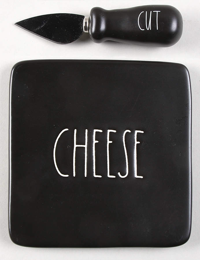 Farmhouse Black Cheese Plate & Knife Set by Magenta-1