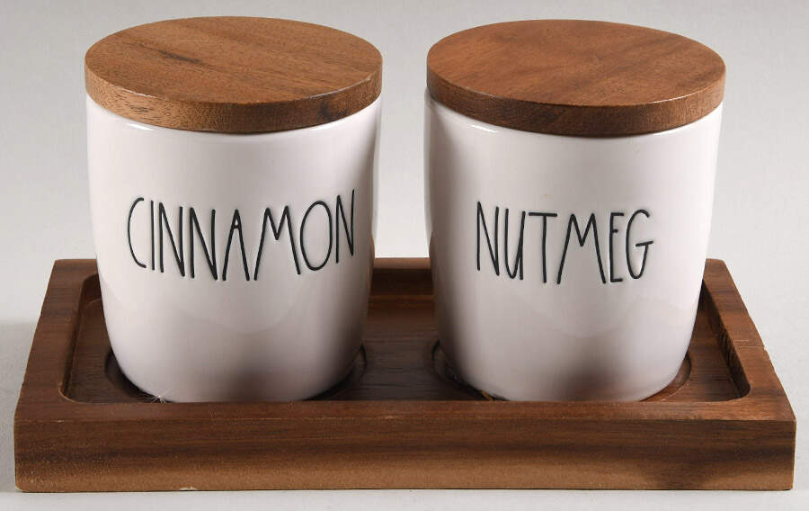 Farmhouse Spice Jar - Set of 2 & Wood Tray (SPINU, SPI) by Magenta-1