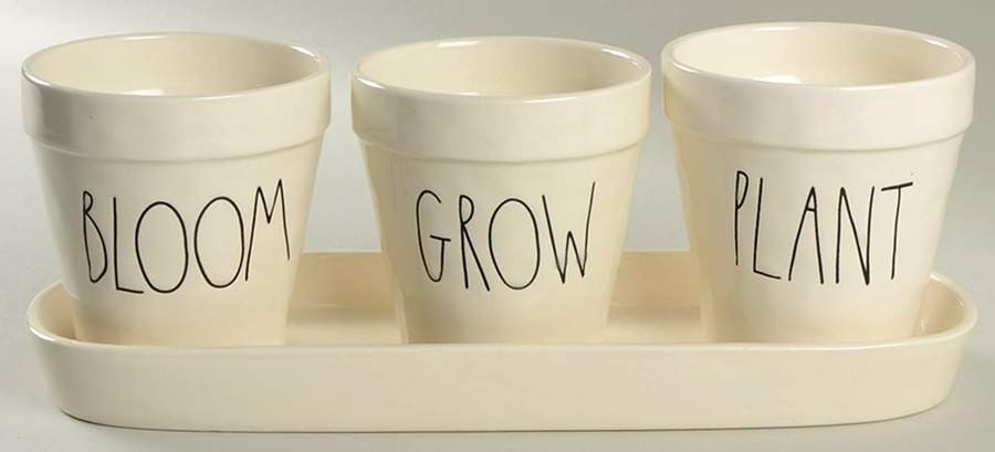 Farmhouse Planter Set (3) 4" Motif Planters (1-3) & Tray by Magenta-1