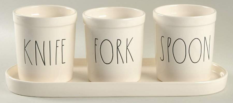 Farmhouse Flatware Caddy (3 Motif Holders & Tray) by Magenta-1