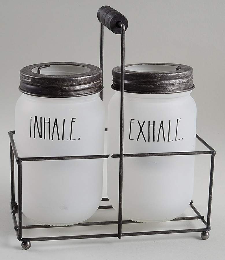 Farmhouse Tea Light Set (2 Glass Jars & Metal Holder) by Magenta-1