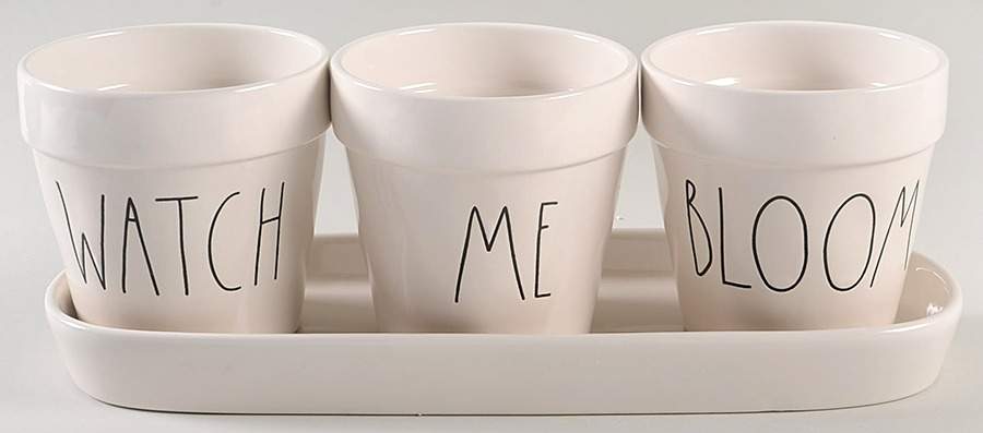 Farmhouse Planter Set (3) 4" Motif Planters (10-12) & Tray by Magenta-1