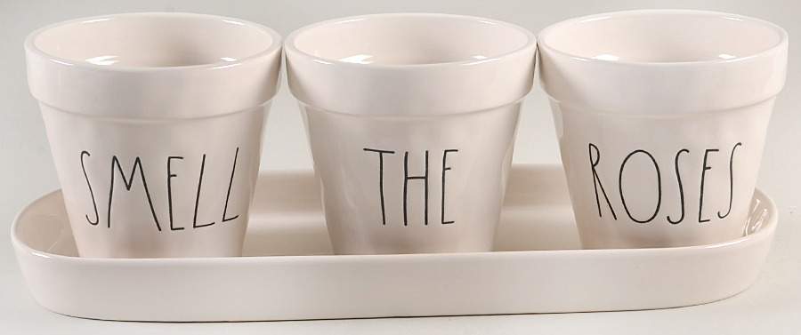 Farmhouse Planter Set (3) 4" Motif Planters (16-18) & Tray by Magenta-1