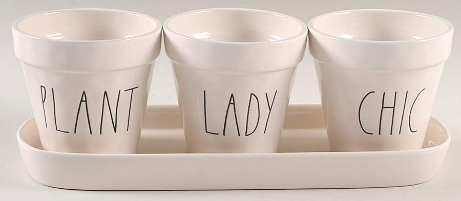 Farmhouse Planter Set (3) 4" Motif Planters (25-27) & Tray by Magenta-1