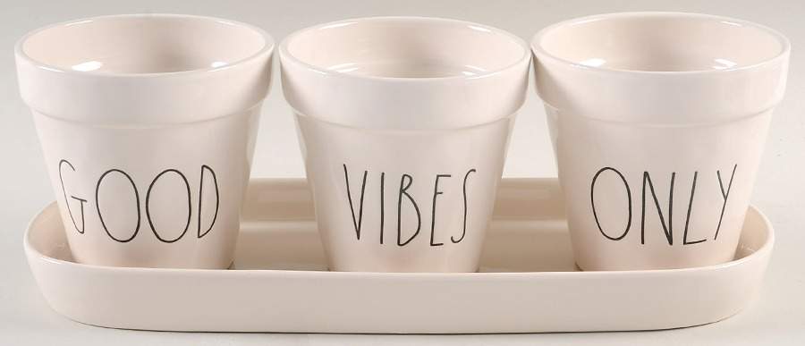 Farmhouse Planter Set (3) 4" Motif Planters (22-24) & Tray by Magenta-1