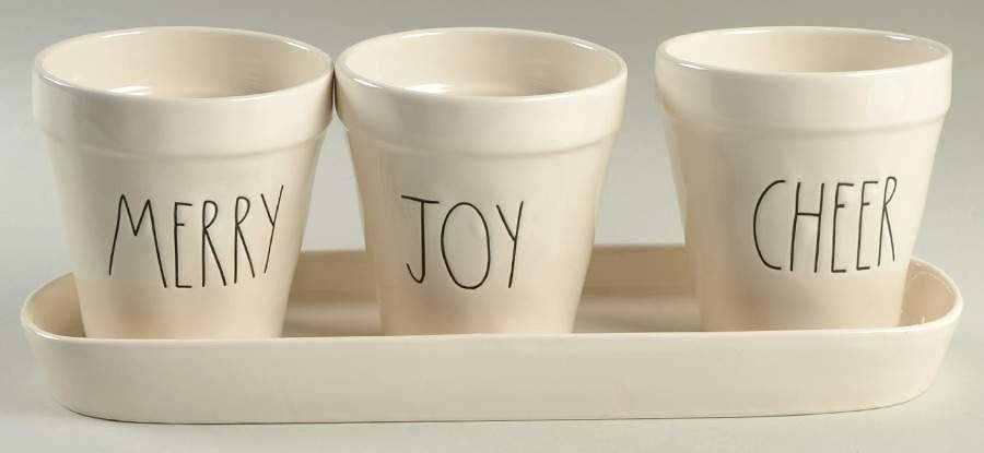 Farmhouse Planter Set (3) 4" Motif Planters (28-30) & Tray by Magenta-1