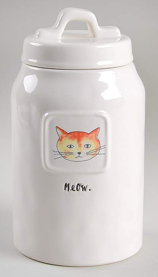 Meow and Purr Cat Medium Canister & Lid by Magenta-1