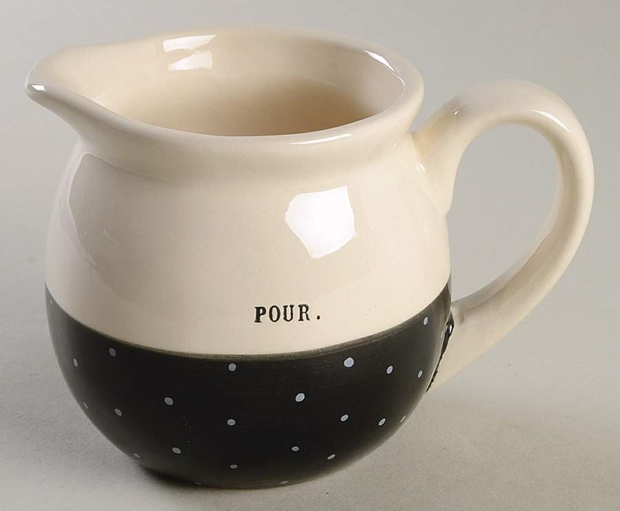 Polka Dot Band and Type Print Creamer by Magenta-1
