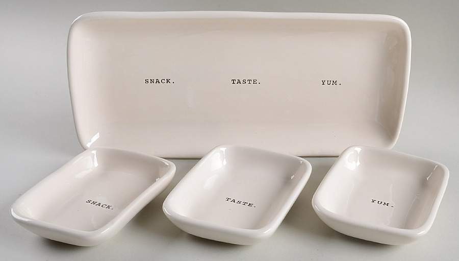Rae Dunn Kitchenware (Set of 3 Motif) Rectangular Dish & 12" Tray by Magenta-1
