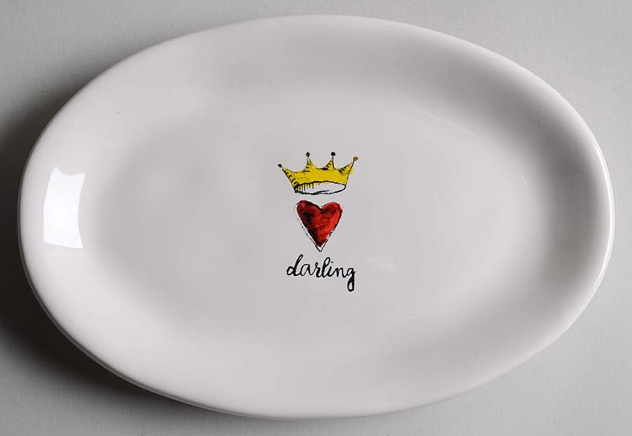Rae Dunn Kitchenware 8" Oval Plate by Magenta-1