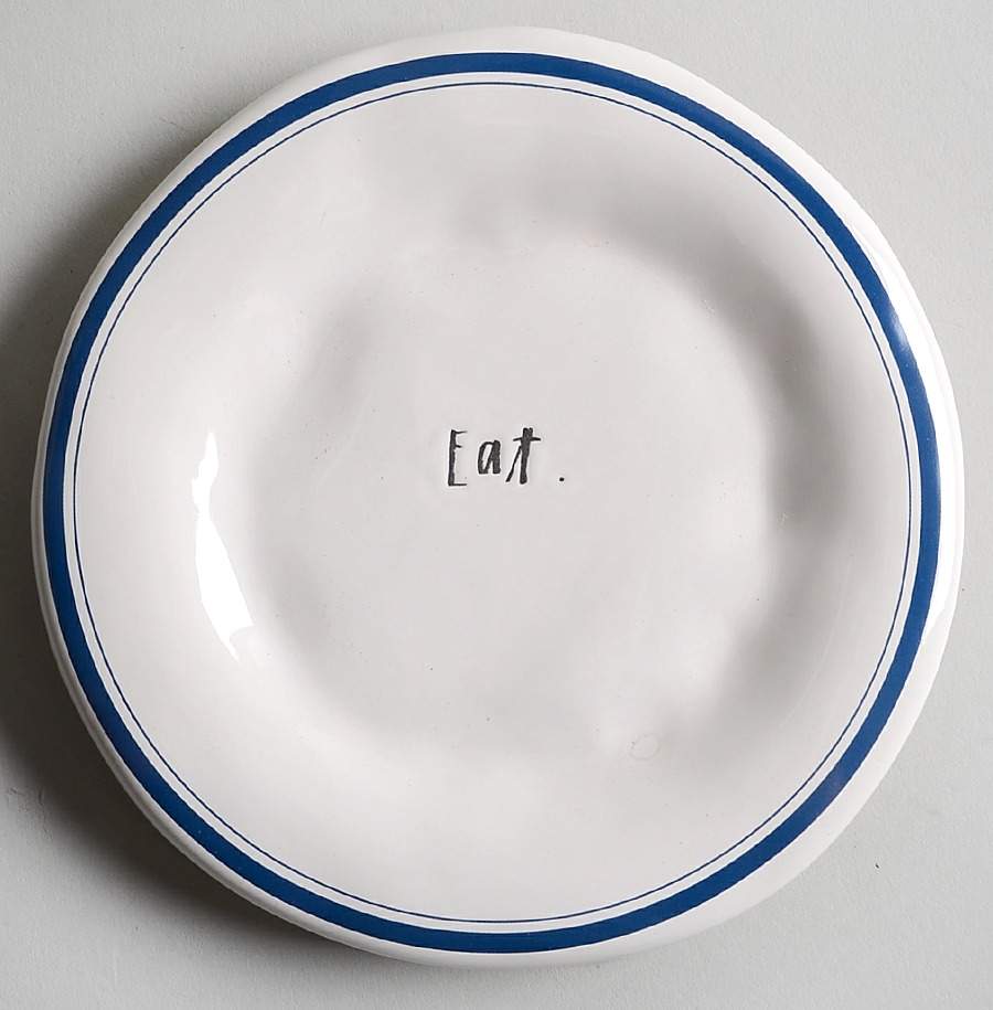 Blue Line and Stem Print Appetizer Plate by Magenta-1