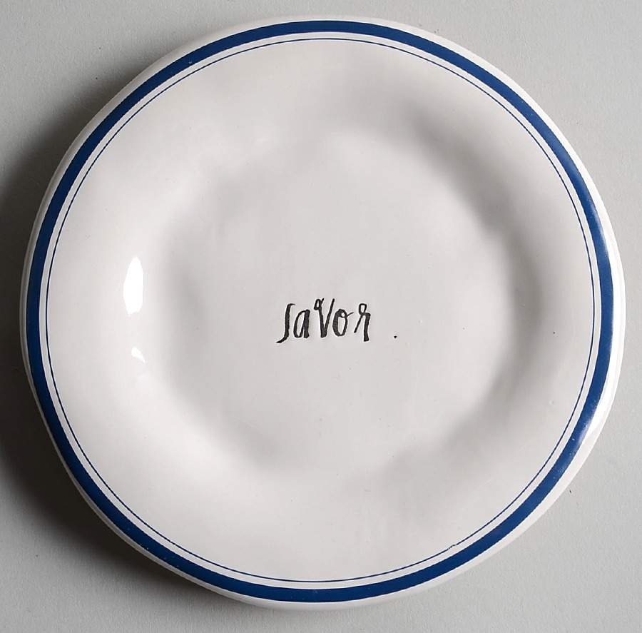 Blue Line and Stem Print Appetizer Plate by Magenta-1