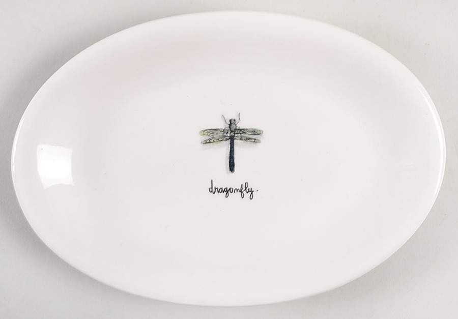Garden Insects (Script) 8" Oval Plate by Magenta-1