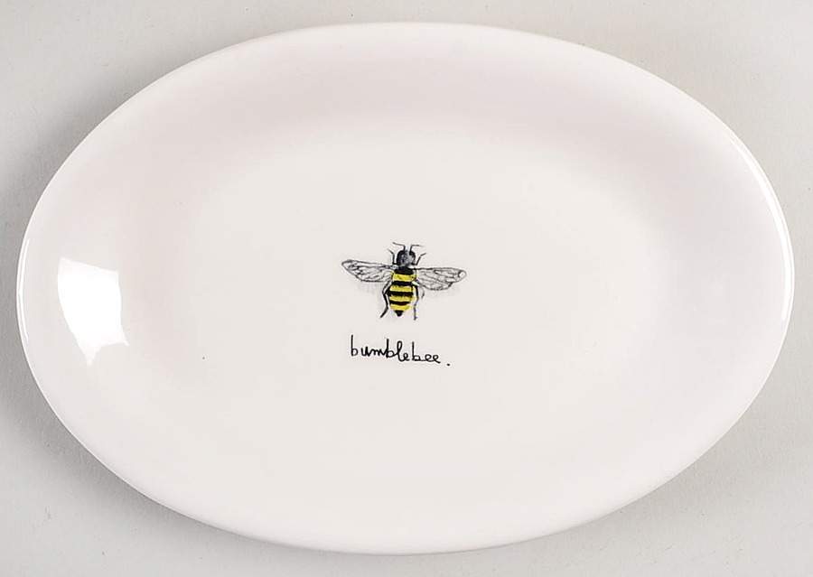Garden Insects (Script) 8" Oval Plate by Magenta-1