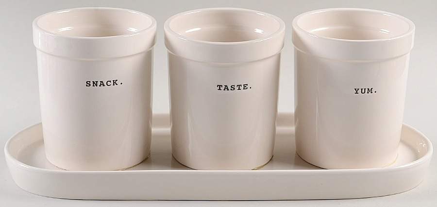 Rae Dunn Kitchenware Flatware Caddy (3 Motif Holders & Tray) by Magenta-1