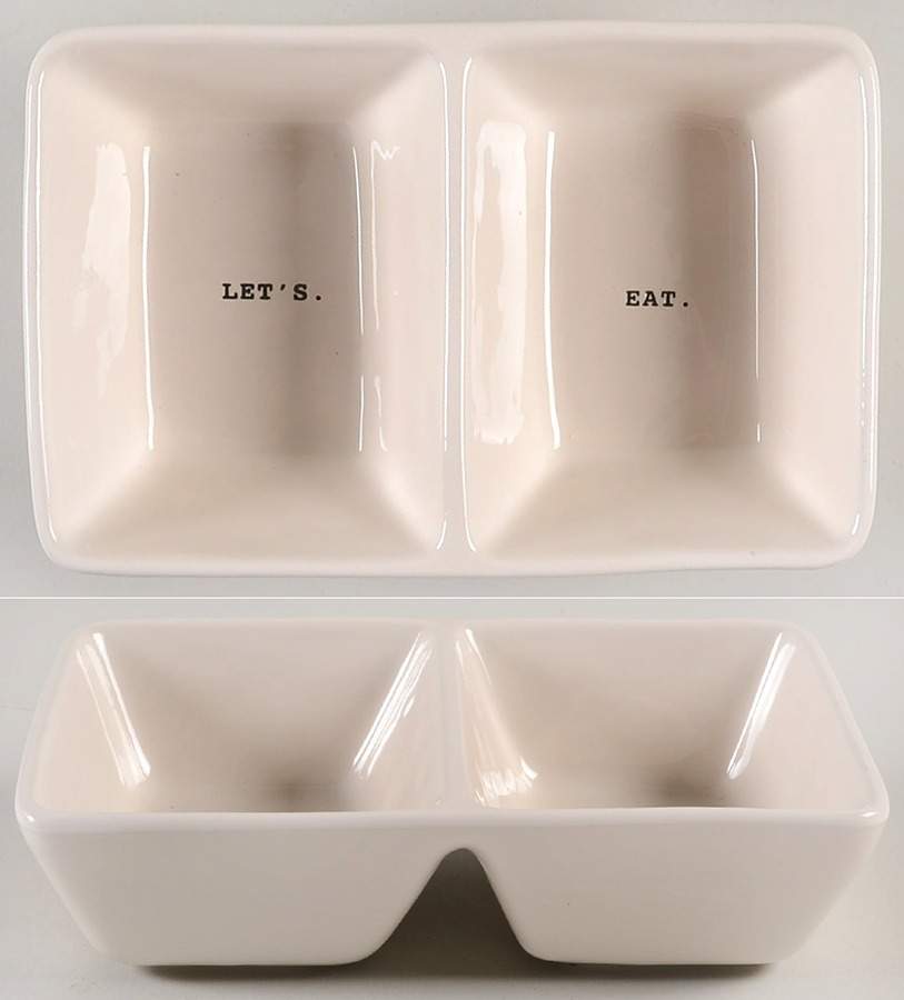Rae Dunn Kitchenware (2 Part) Rectangular Divided Dish by Magenta-1