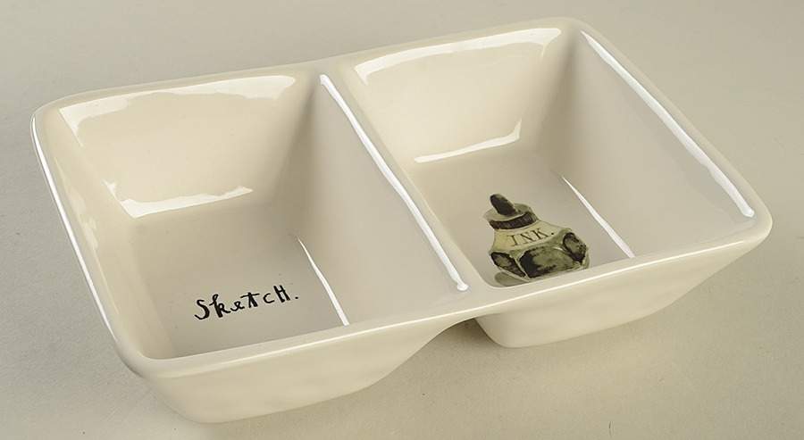 Rae Dunn Giftware (2 Part) Rectangular Divided Dish by Magenta-1