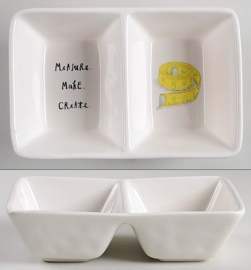 Rae Dunn Giftware (2 Part) Rectangular Divided Dish by Magenta-1