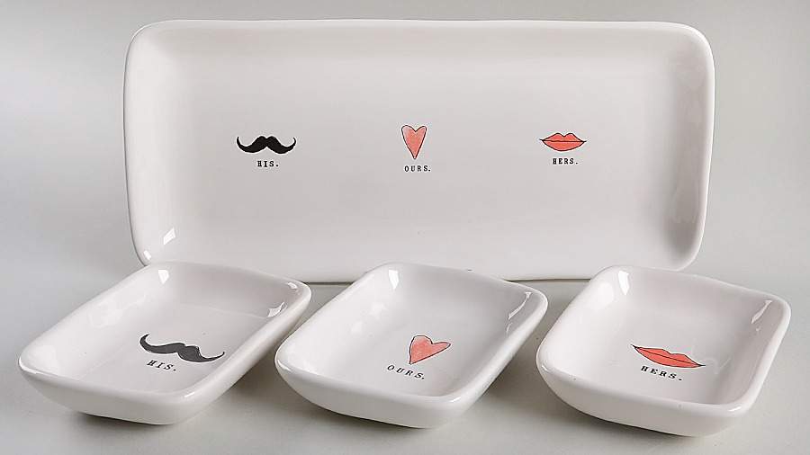 Rae Dunn Giftware (Set of 3 Motif) Rectangular Dish & 12" Tray by Magenta-1