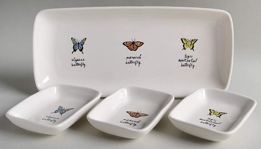Rae Dunn Giftware (Set of 3 Motif) Rectangular Dish & 12" Tray by Magenta-1