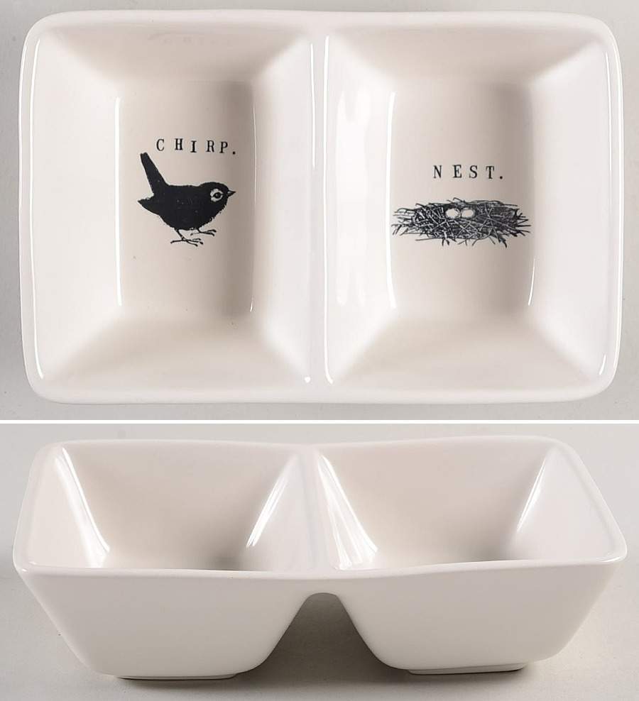 Rae Dunn Giftware (2 Part) Rectangular Divided Dish by Magenta-1
