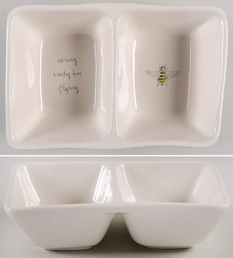 Garden Insects (Script) (2 Part) Rectangular Divided Dish by Magenta-1