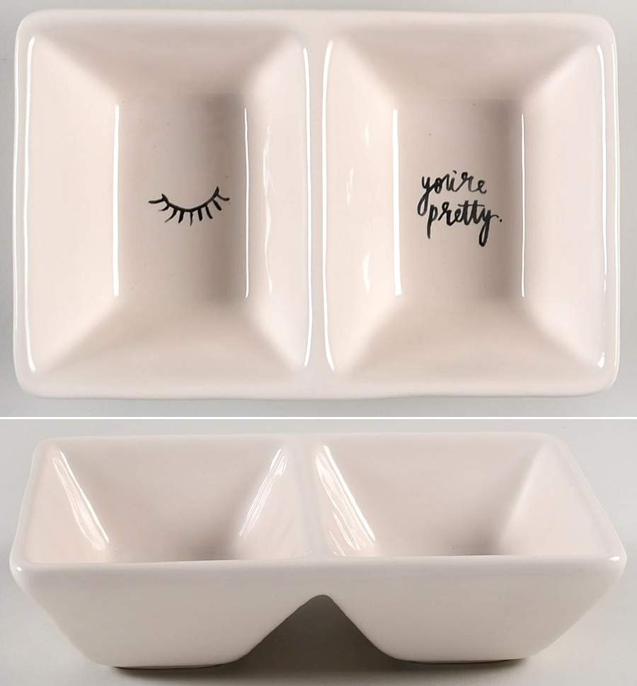 Rae Dunn Giftware (2 Part) Rectangular Divided Dish by Magenta-1