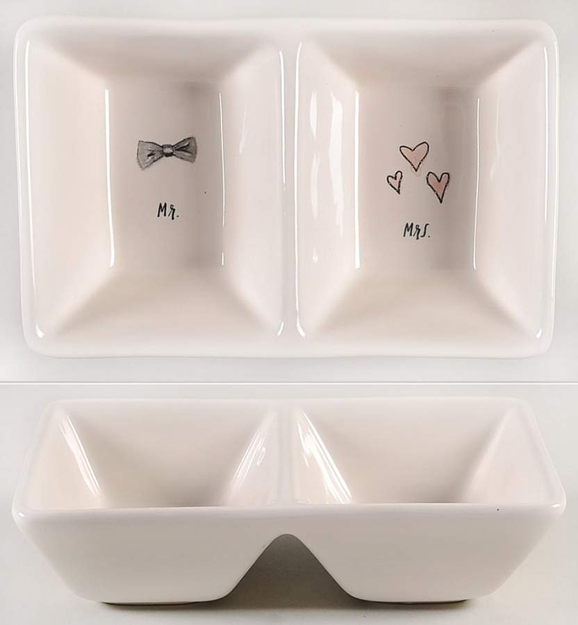Rae Dunn Giftware (2 Part) Rectangular Divided Dish by Magenta-1