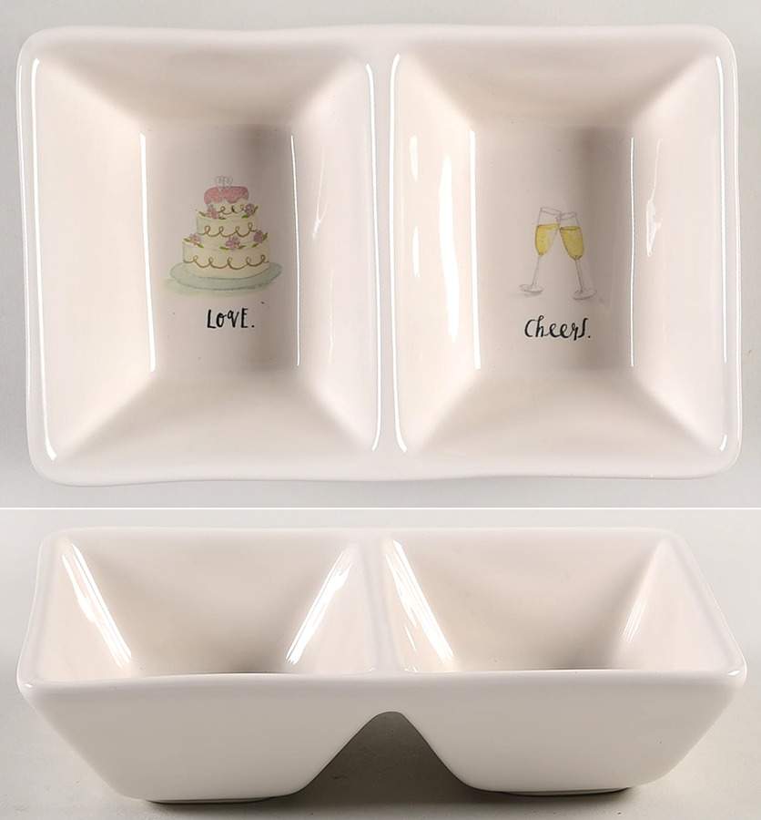 Rae Dunn Giftware (2 Part) Rectangular Divided Dish by Magenta-1