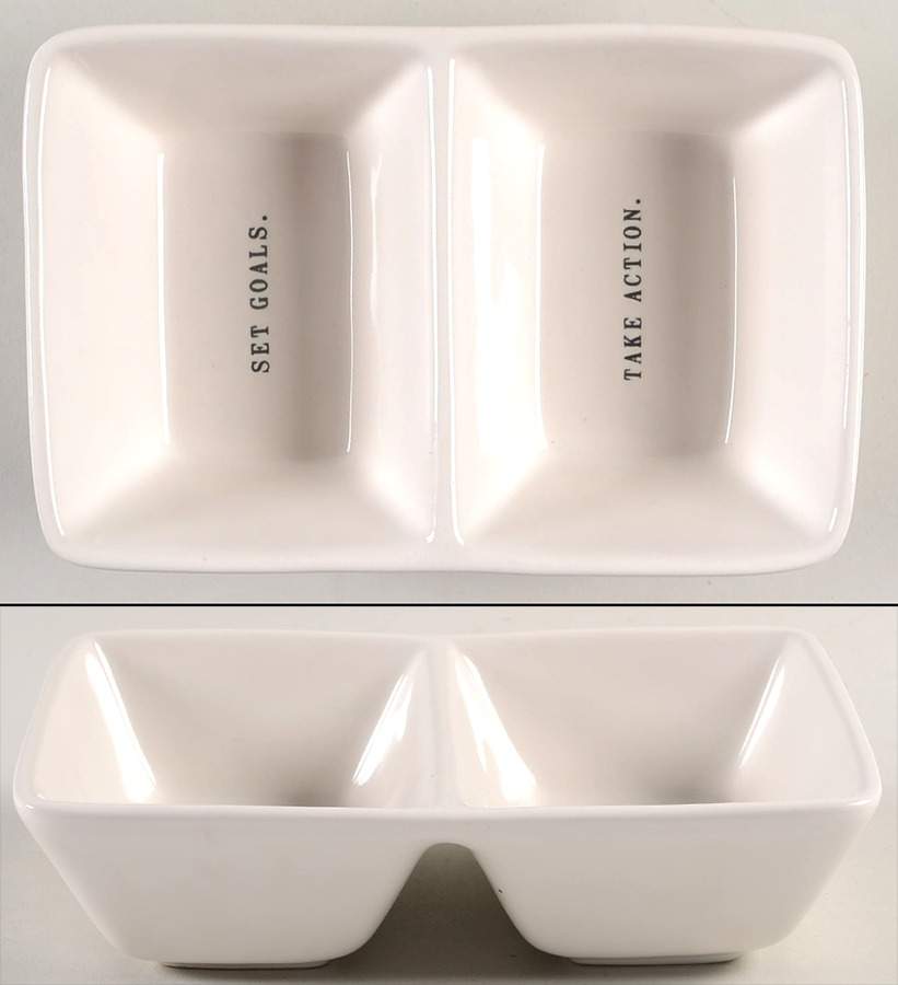 Rae Dunn Giftware (2 Part) Rectangular Divided Dish by Magenta-1