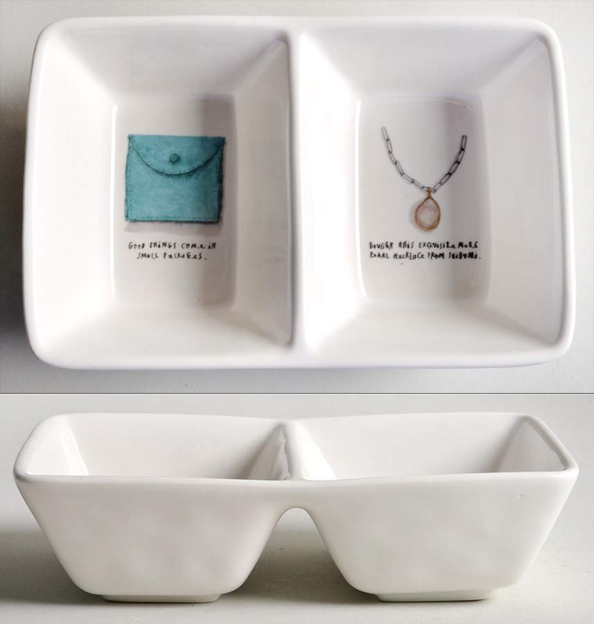 Rae Dunn Giftware (2 Part) Divided Rectangular Dish by Magenta-1