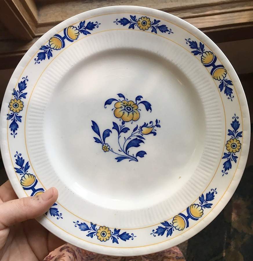 Kent (Yellow-Blue Flowers) Luncheon Plate by Myott Staffordshire-1