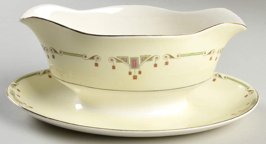 MEA454 Gravy Boat with Attached Underplate by Alfred Meakin-1