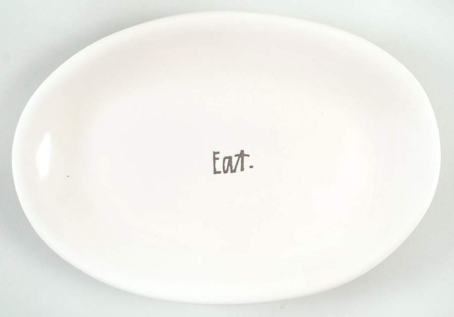 Stem Print 8" Oval Plate by Magenta-1