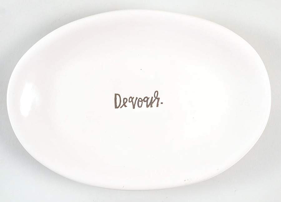 Stem Print 8" Oval Plate by Magenta-1