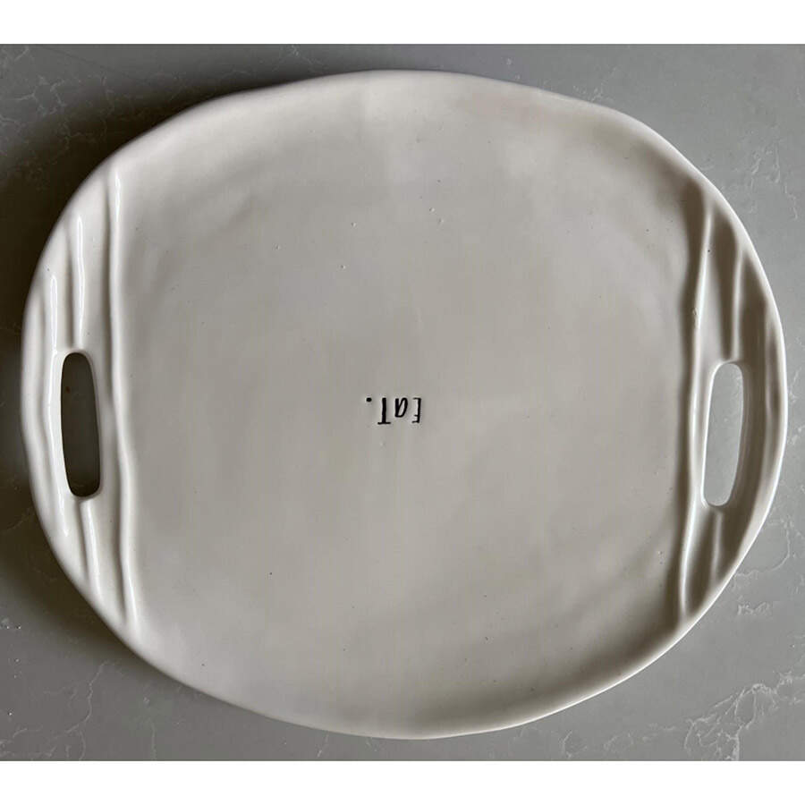 Stem Print 13" Oval Handled Tray by Magenta-1