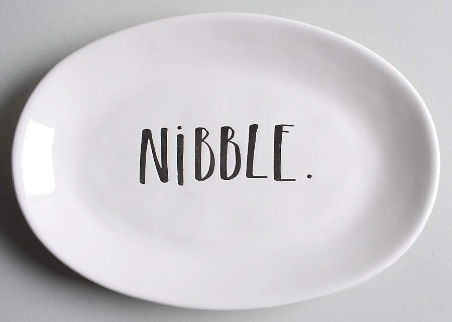 Stem Print 8" Oval Plate by Magenta-1