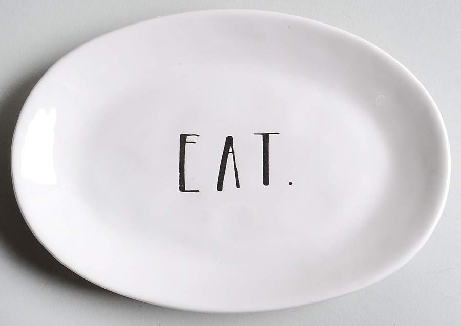 Stem Print 8" Oval Plate by Magenta-1