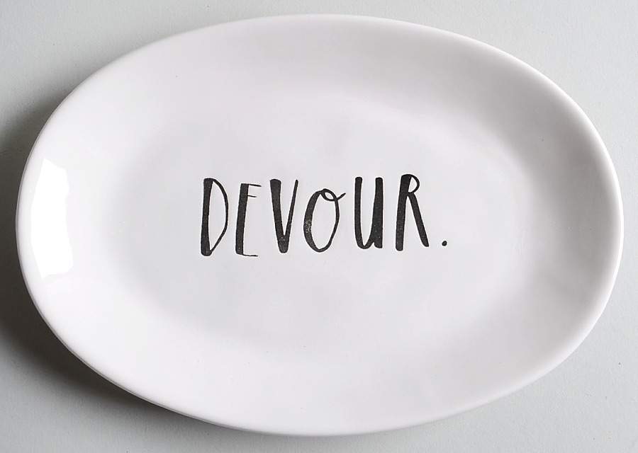 Stem Print 8" Oval Plate by Magenta-1