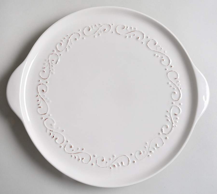 MLJ16 White Handled Cake Plate by Maioliche Jessica-1