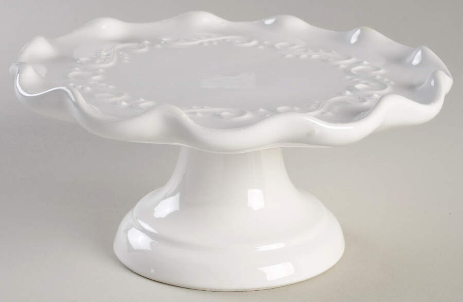 MLJ16 White Footed Cake Plate by Maioliche Jessica-1