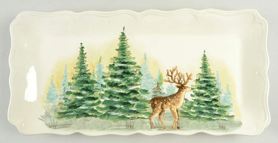 Watercolor Forest 17" Rectangular Serving Platter by Maxcera Corp-1
