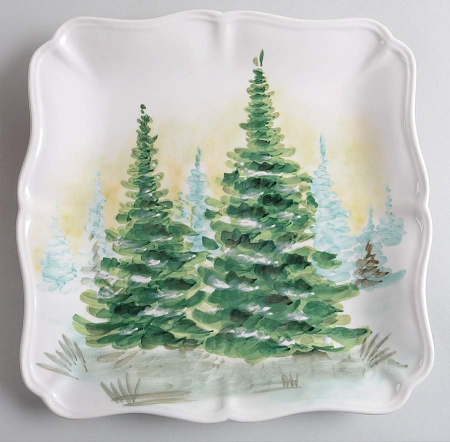 Watercolor Forest Square Dinner Plate by Maxcera Corp-1