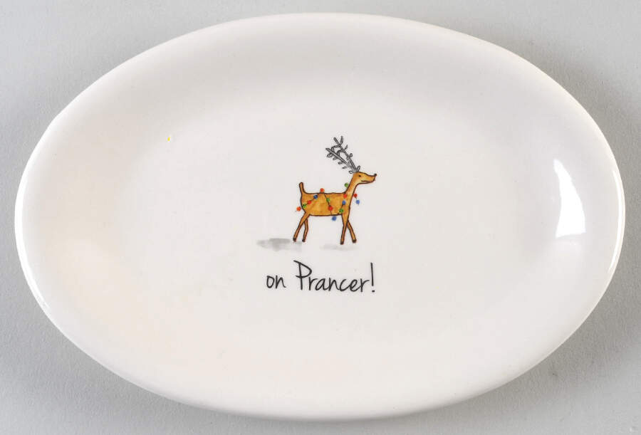 Rae Dunn Holiday 8" Oval Plate by Magenta-1