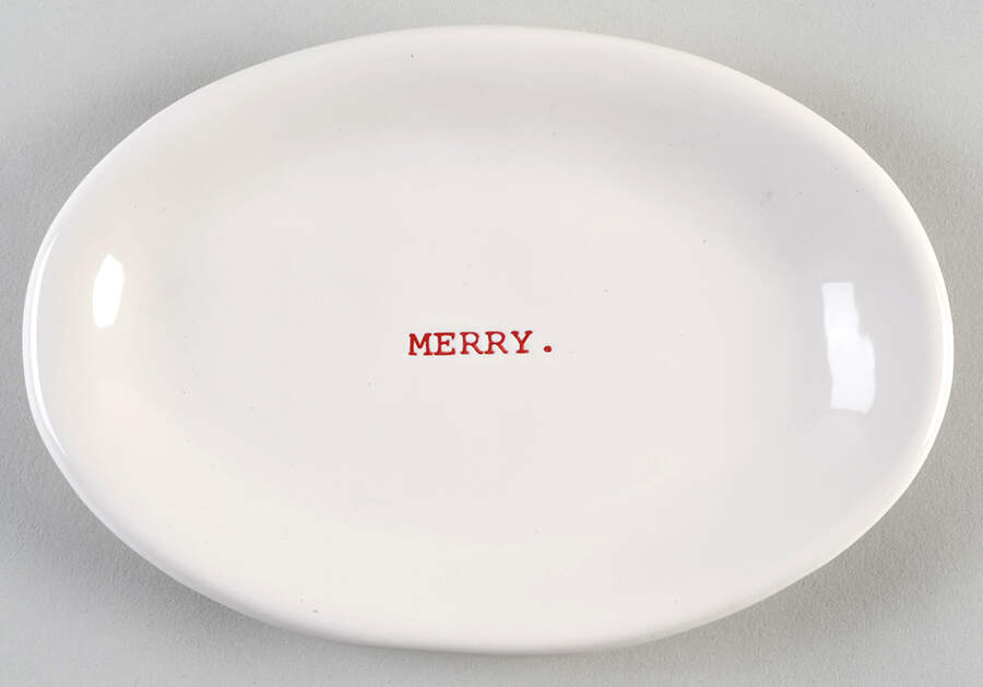 Rae Dunn Holiday 8" Oval Plate by Magenta-1