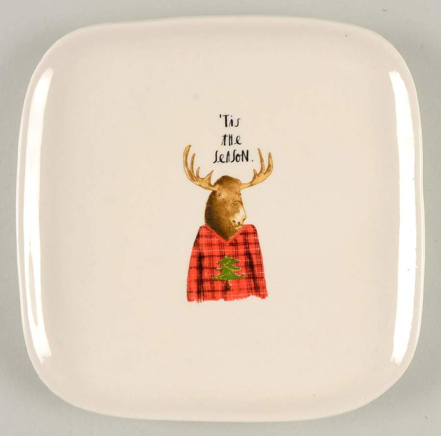 Rae Dunn Holiday Square Salad/Dessert Plate by Magenta-1