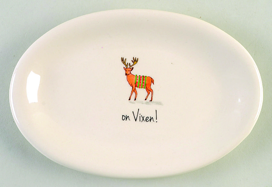 Rae Dunn Holiday 8" Oval Plate by Magenta-1