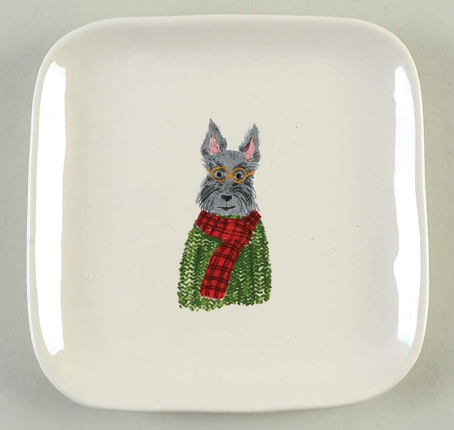 Christmas Dogs Square Appetizer Plate by Magenta-1